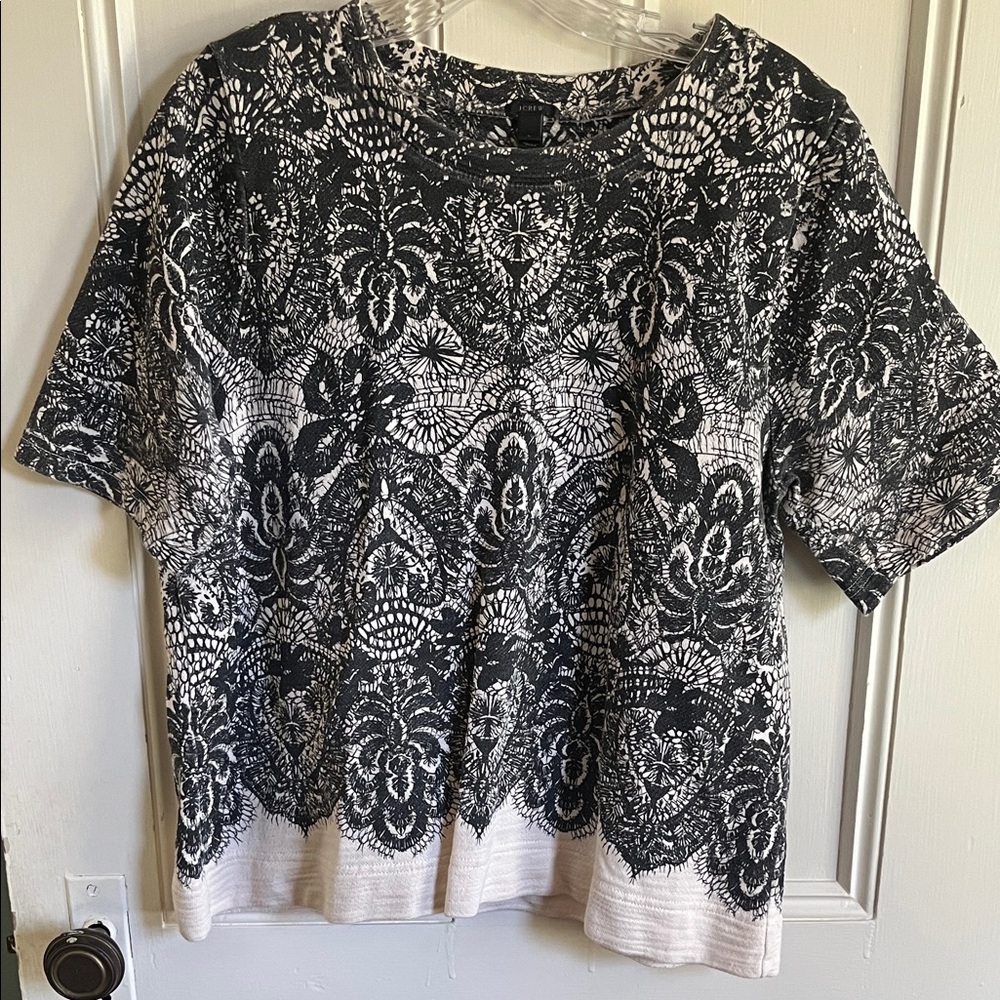 J. Crew Black and White Floral Blouse